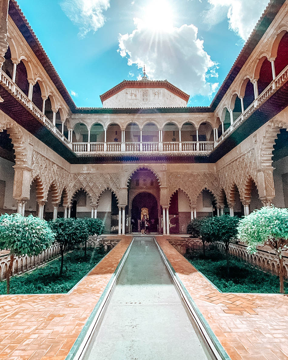 alcazar courtyard in seville