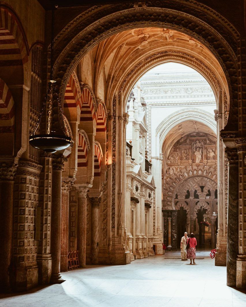 The tall archways of Cordoba mosque