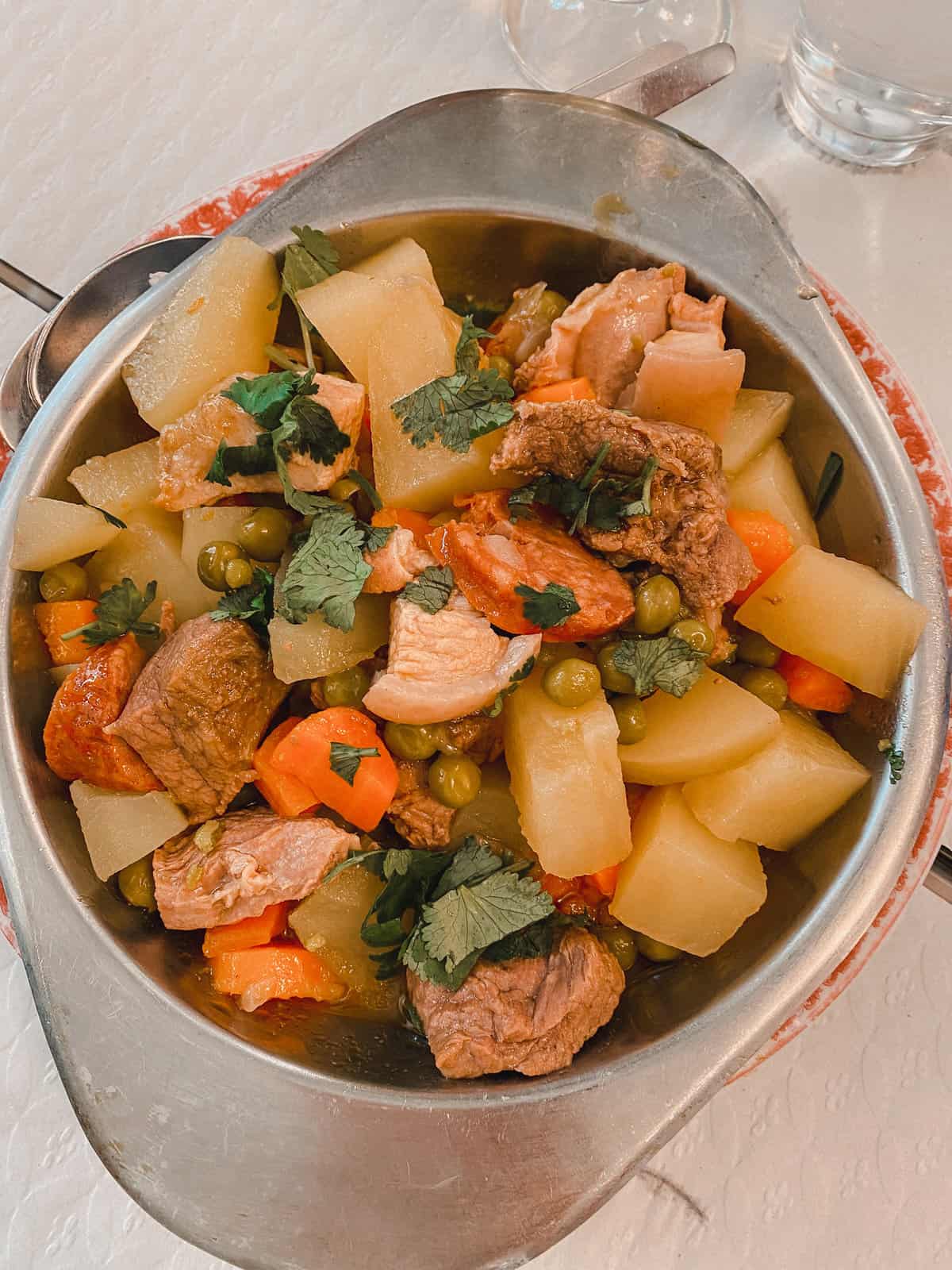 Cozido a Portuguese with meat and vegetables.