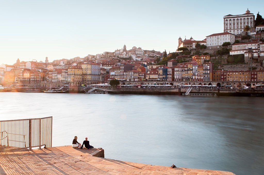 golden hour at Passeio das Virtudes overlooking douro river