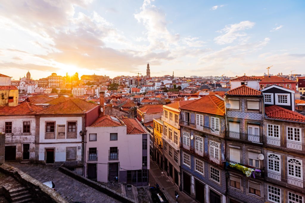 view of porto cityscape at sunset