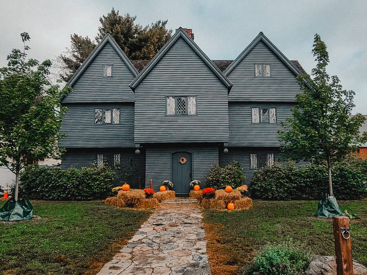 salem witch house on gloomy october day