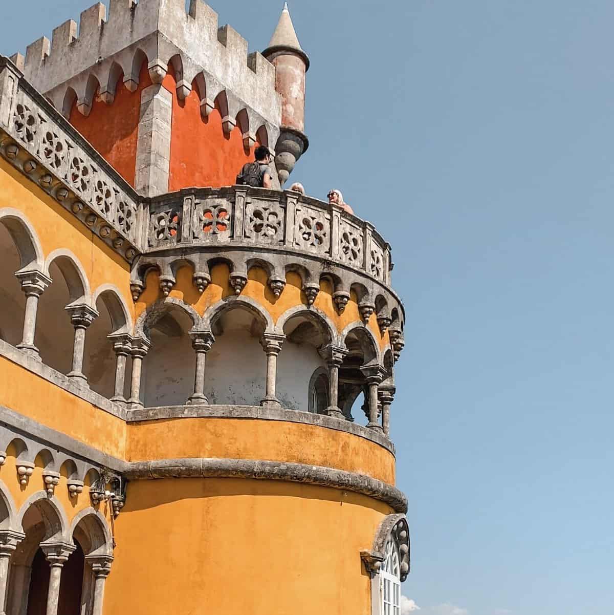 Yellow and red exterior of Pena Palace.