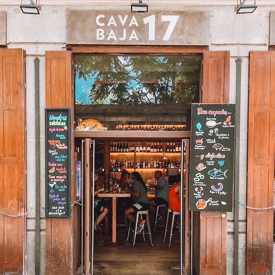 madrid tapas bar exterior on calle cava baja