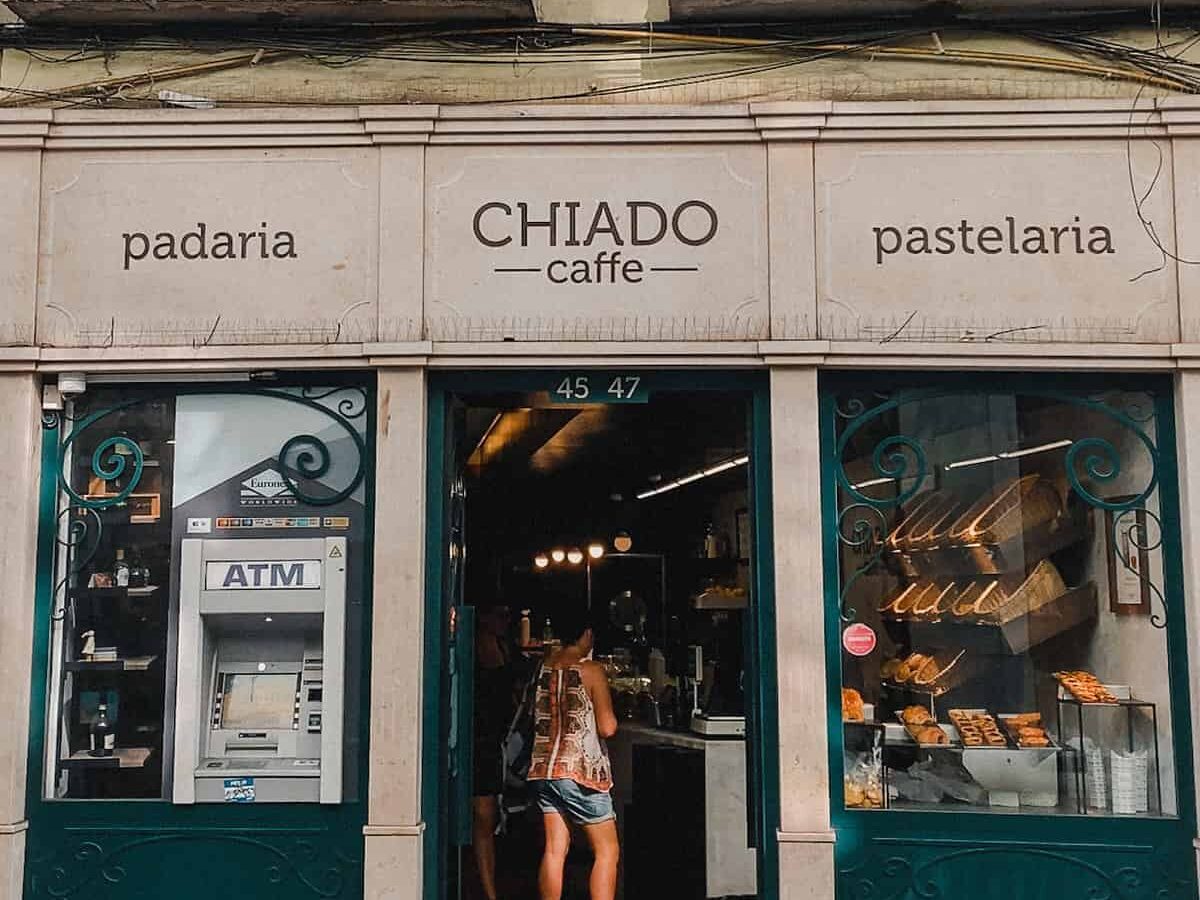 Exterior of Chiado cafe in Lisbon.