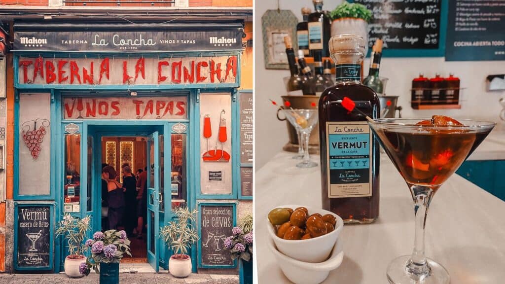 house vermouth in blue bottle on taberna la concha bar