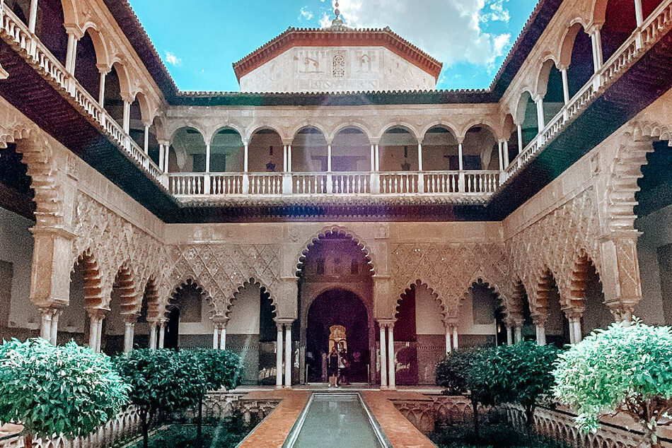 alcazar courtyard in seville